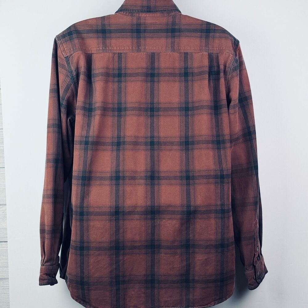 Carhartt Rust Plaid Heavyweight Flannel Shirt Large Tall - Picture 6 of 10